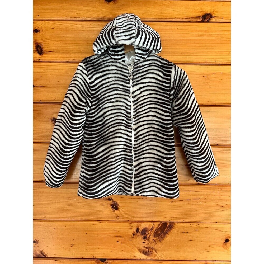 XOXO Girls Fuzzy Animal Print Jacket M